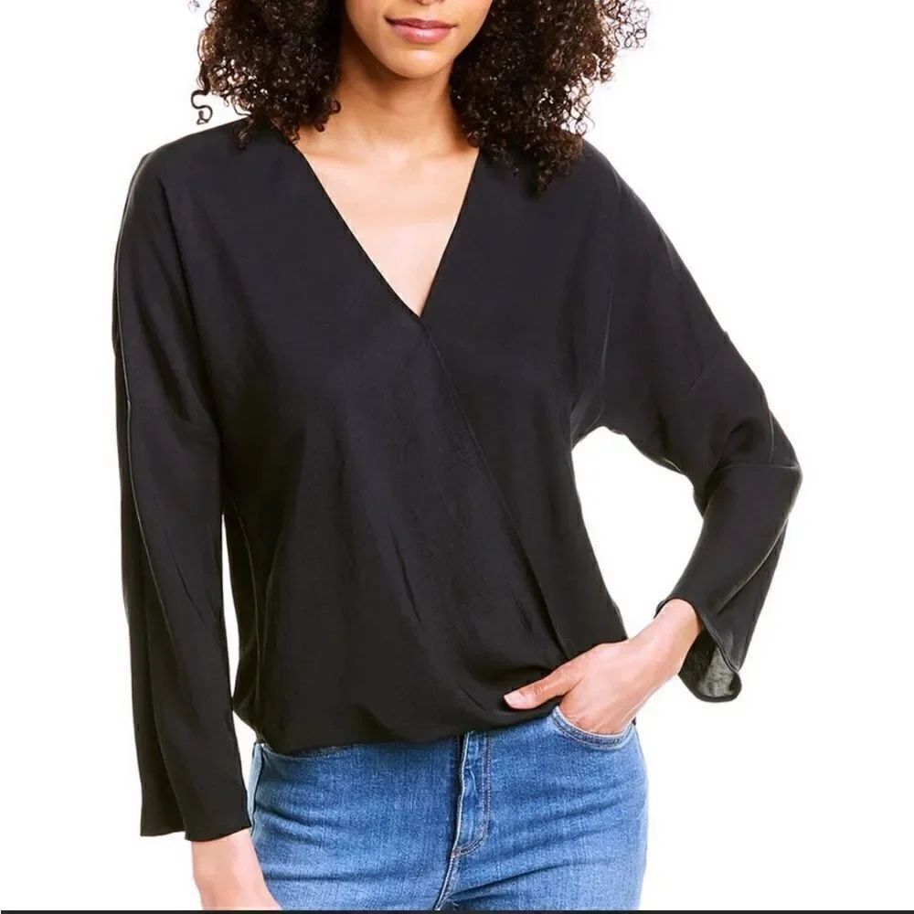 NWT Vince Crossover Long Sleeve Blouse Size S/P color Dark Coastal